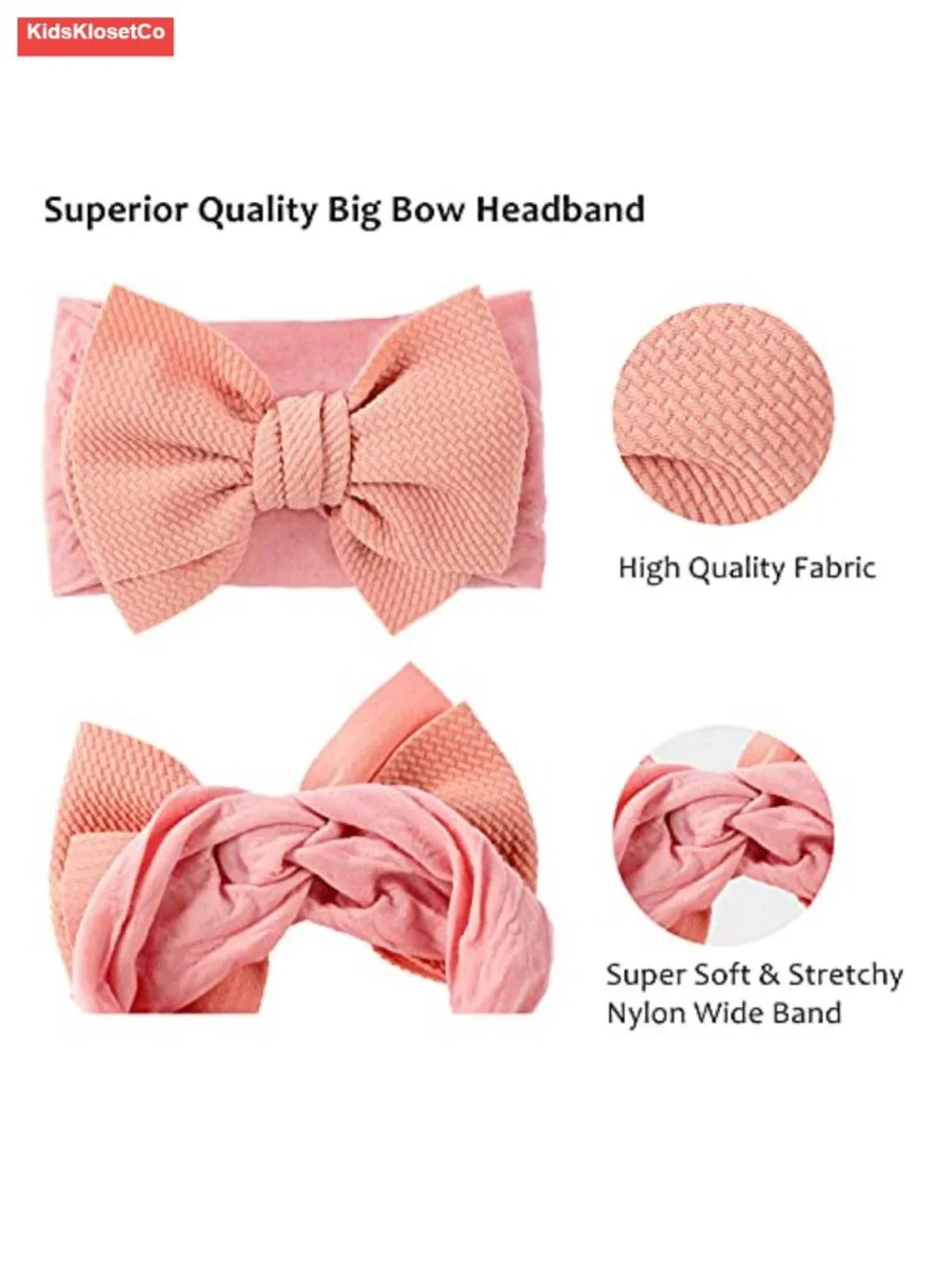 12 Pack Oversized Stretchy Nylon Baby Hair Bows Big Knot Headwraps